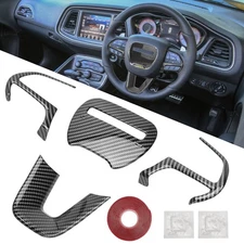 Interior Steering Wheel Trim Cover Frame Sticker For Dodge Challenger 2015-2021