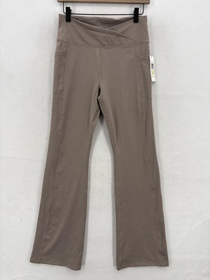 Calvin Klein Performance Pants Womens Medium Taupe Stretch Flare Yoga Pull On
