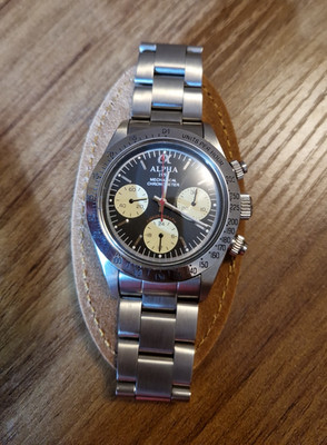 ALPHA 1993 Mechanischer Handaufzug Chronograph Tachymeter Edelstahl 3 ATM 1993