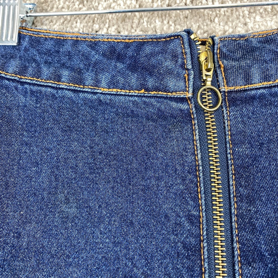 Falda Denim Co. Línea A Para Mujer Talla 2 Azul Algodón Lavado Oscuro Cremallera Frontal Foto 3 de 4