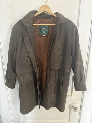 Vintage Men s Green Fields Leather Coat. Size Medium