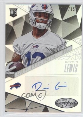 2015 Certified Potential Mirror Silver 6/150 Dezmin Lewis Rookie Auto RC 1u6