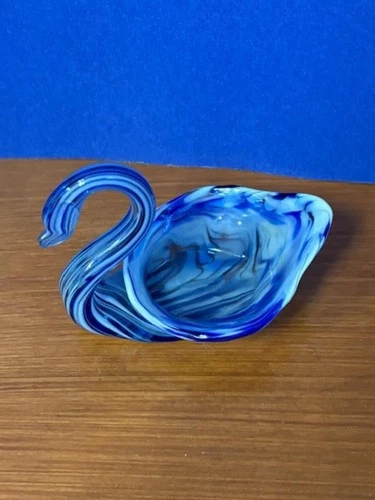 Vintage Hand Blown Murano Art glass Swan trinket dish