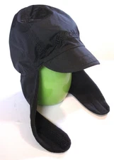 Columbia Trapper Cap Hat Black Fleece Lining Earflaps Packable Nylon Size S/M