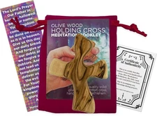 Healing Comfort Cross, Holy Land Olive Wood Large Clinging Hand Cross, Wooden...