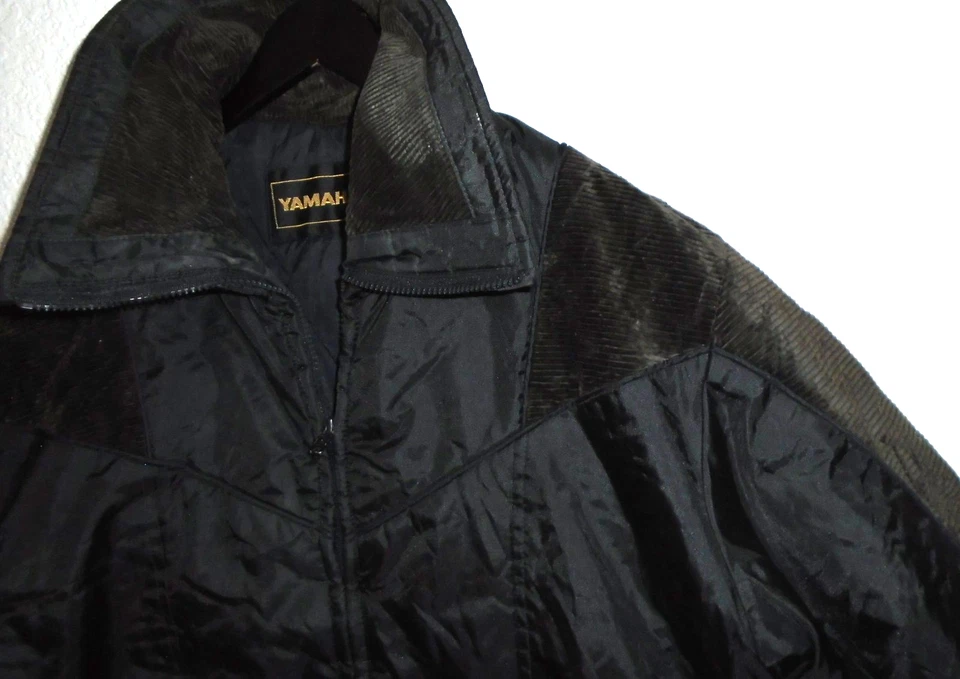 复古雅马哈男式大号雪地摩托夹克黑色线灯芯绒 — 第 3/4 张图片