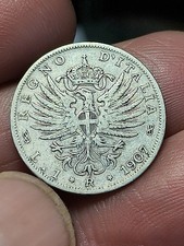 Regno d'Italia - Vittorio Emanuele III Moneta 1 Lira Aquila Sabauda 1907 Argento