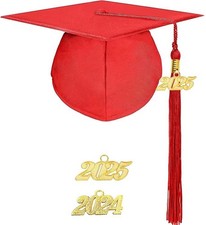 MyGradDay Unisex Adult Matte Graduation cap with 2025 2026 Tassel Year Charm Red
