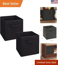 Black Fabric Cube Drawers 2-Pack - Ideal for Toys & Office Supplies