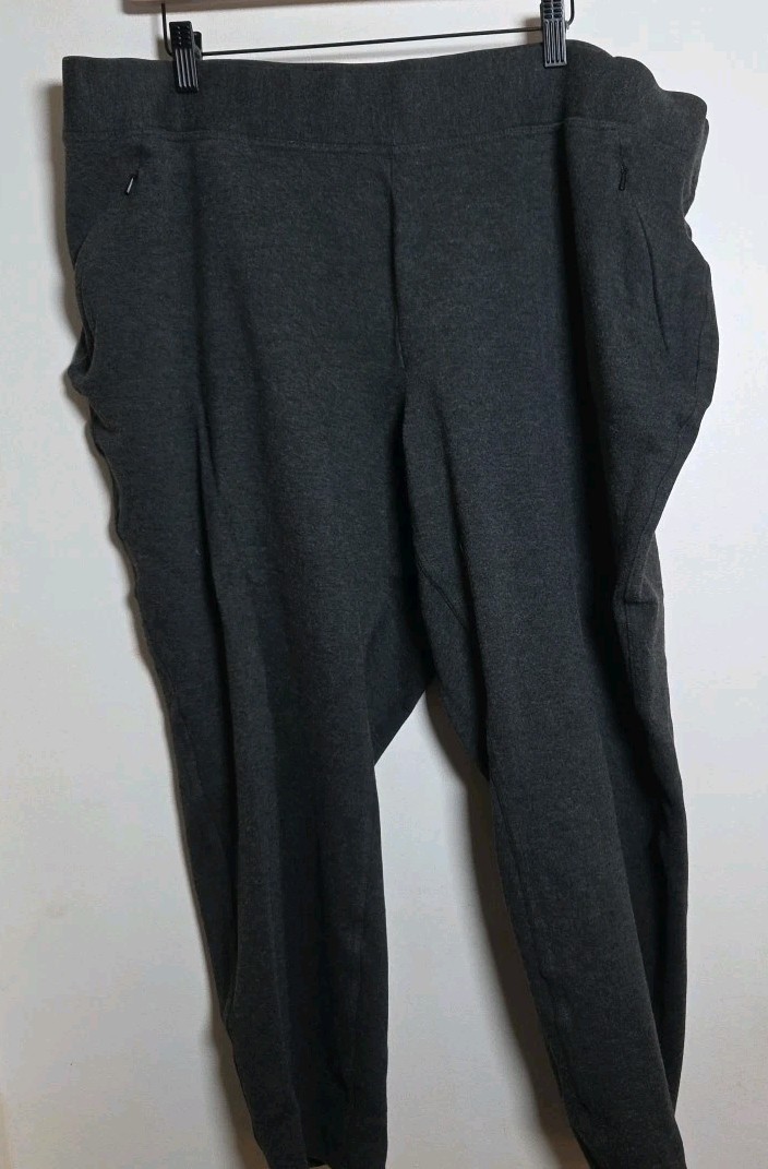 Duluth Trading Co Plus Size 3X Gray Stretch Knit Pants Pull On Zip Pockets