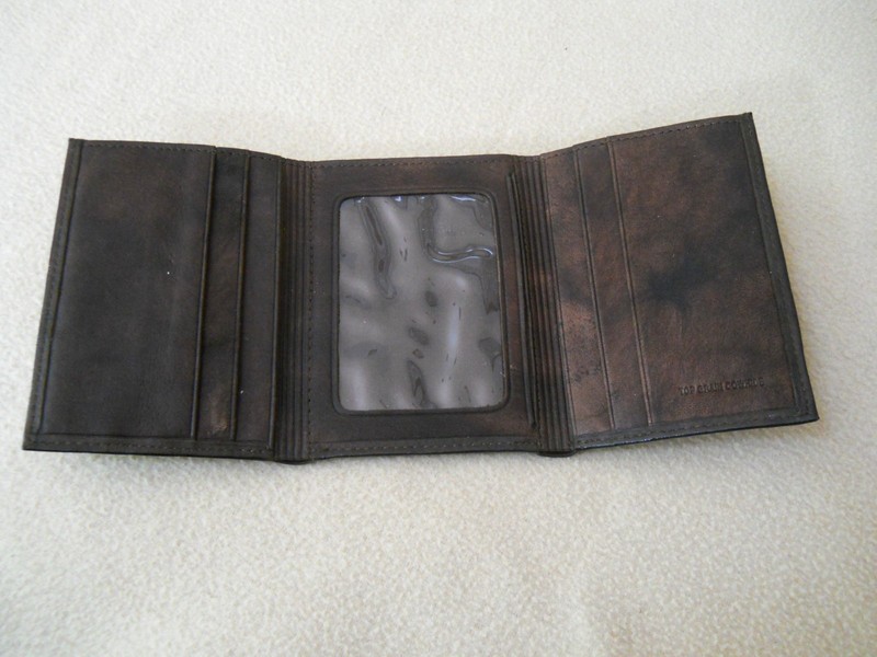 Brown Genuine Cowhide Leather Trifold SLIM Wallet