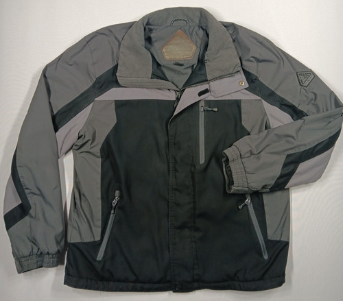 Zero X Posur Wind Jacket Mens Large Black/Gray Soft Shell Full Zip Fleece Lined