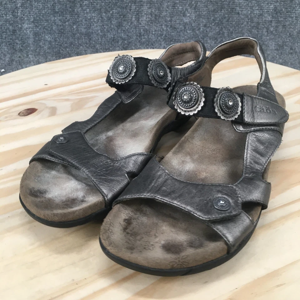Sandalias Taos Para Mujer 9 Eden 2 Informales Punta Abierta Cordones Cuero Gris Peltre Foto 4 de 4