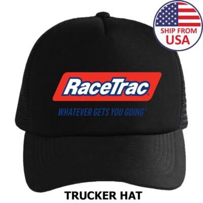 #ad RaceTrac Gasoline Stations Printed Trucker Hat Cap Black Hat Adult Size $22.41