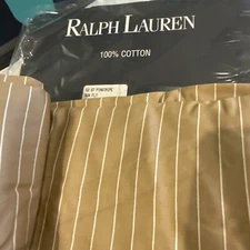 Ralph Lauren 52nd Street Camel Stripe Queen Flat Sheet New Vintage Italy Sateen