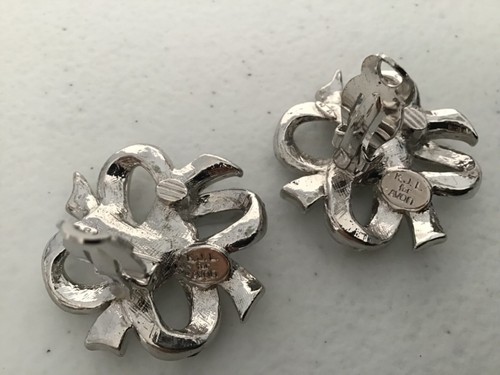 Vintage Earrings KENNETH J LANE KJL for AVON 1990s Large Crystal Bows Preowned - Picture 5 of 5