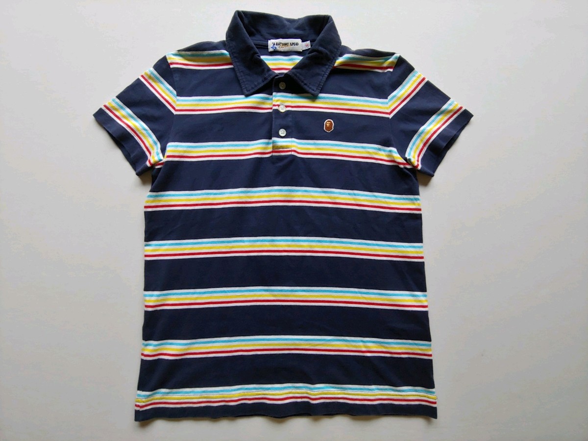 A Bathing Ape BAPE Mens sm short sleeveMade In Japan Striped Polo