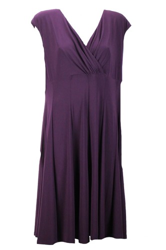 Raisin Cap-Sleeve Surplice-Neck Dress 