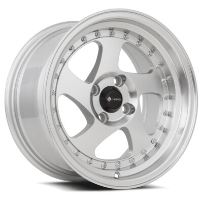 15x8 Vors VR2 4x108 +20 Silver Machine Chrome Rivet Wheels (Set of 4)