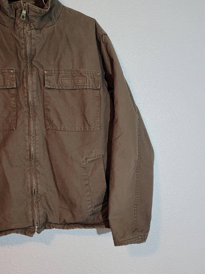 brave soul london jacket mens medium zip up long sleeve sherpa lining brown - Image 3 of 4