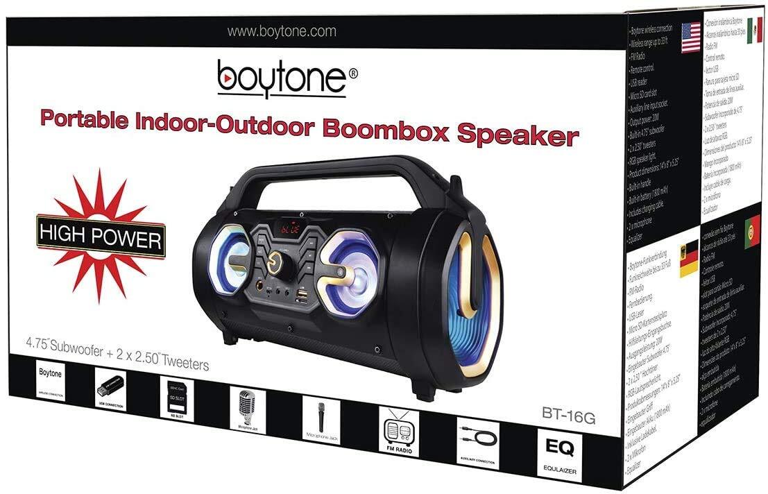 Boytone BT-16G Portable Bluetooth Boombox Speaker, Indoor/Outdoor, 25W, Loud ...