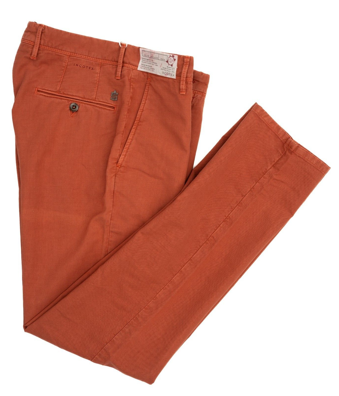 Модельные брюки INCOTEX Burnt Orange из хлопка обычного кроя с плоской подошвой спереди 36 EU 52 25490₽