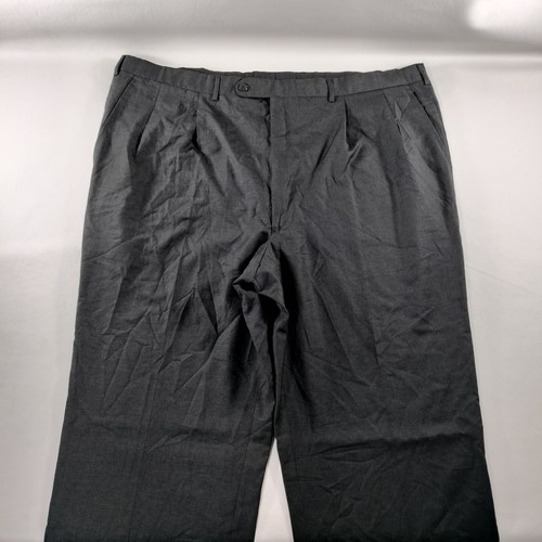 Sulka Black Pleated Wool Straight Leg Dress Pants Made In Italy Mens Size 22x37 - Picture 3 of 7