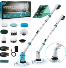 Electric Spin Scrubber, 1200 RPM Cordless Adjustable Extension Arm Cleaning...C2