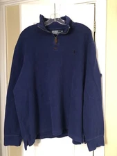 Polo By Ralph Lauren Mens  Blue Cotton Half Zip Long Sleeve Sweater Shirt XL