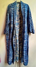 ✫fab *free People* Blue Shibori Tie Dye Block Print Lined Duster Long Jacket✩