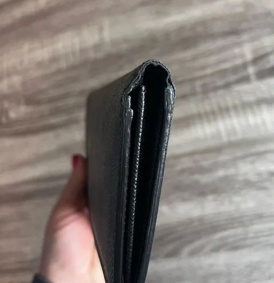 Authentic Louis Vuitton Brazza Black Damier Graphite Canvas Long Wallet - Image 4 of 4