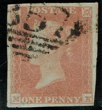 1841 1d Rojo Pl 123 MK 4m Diamante Irlandés '357' de NEWRY Muy Fino Usado Cat. 38,00€