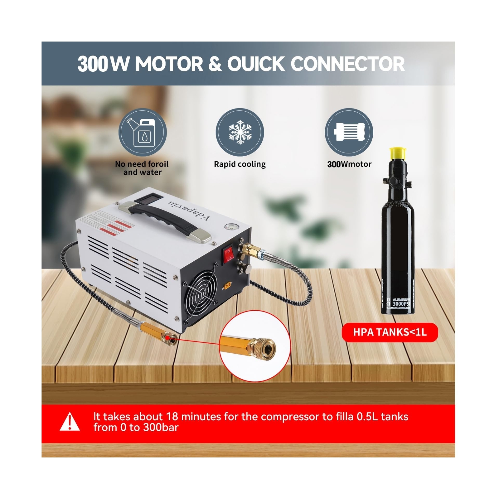 Pcp Portable Compressor Pcp Air Compressor, 4500Psi 30Mpa Portable PCP Airgun Compressor with ...