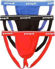 Image of Papi Men's Premium Cheeky Butt-flaunting Cotton Jock Strap, Pack of 3 Large