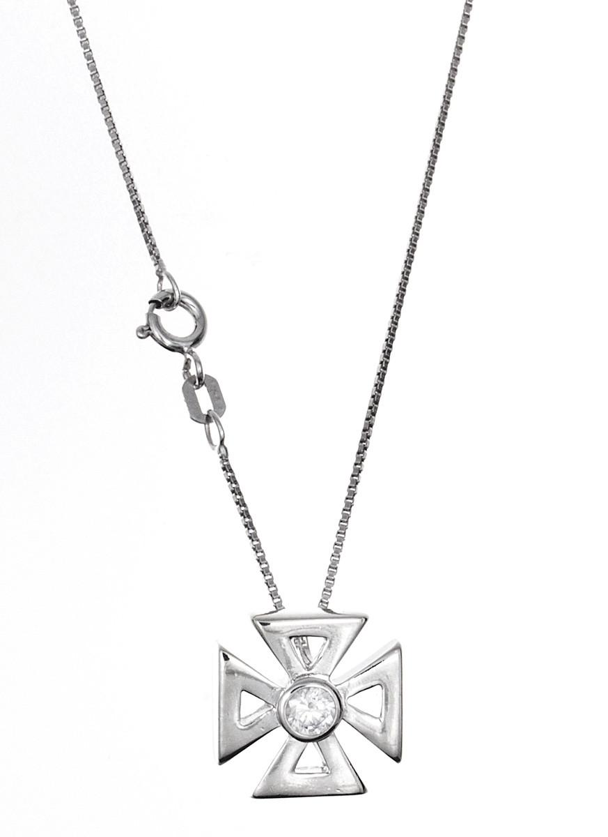 Женское ожерелье с подвеской в виде креста серебристого цвета на цепочке 9590₽