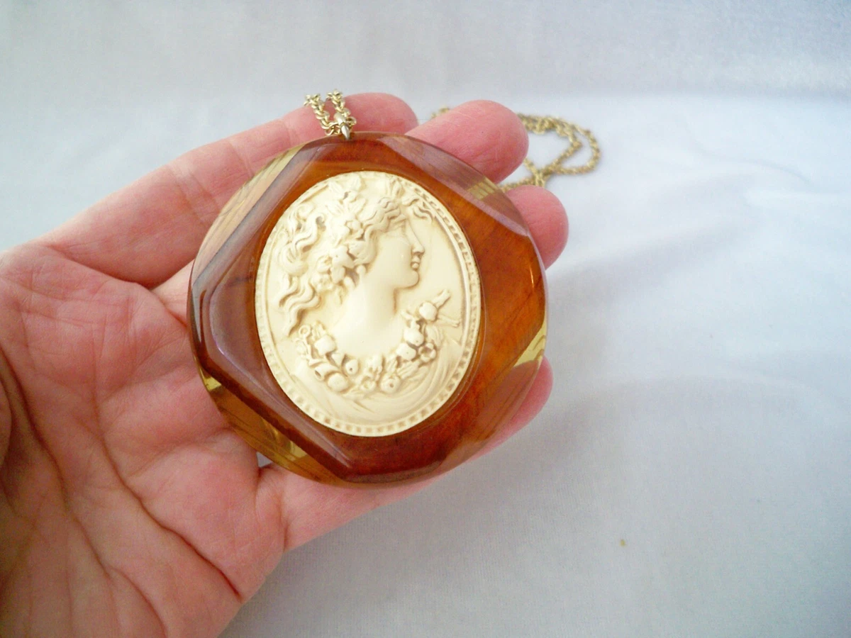 Art Deco Bakelite Large Cameo Pendant Necklace eBay
