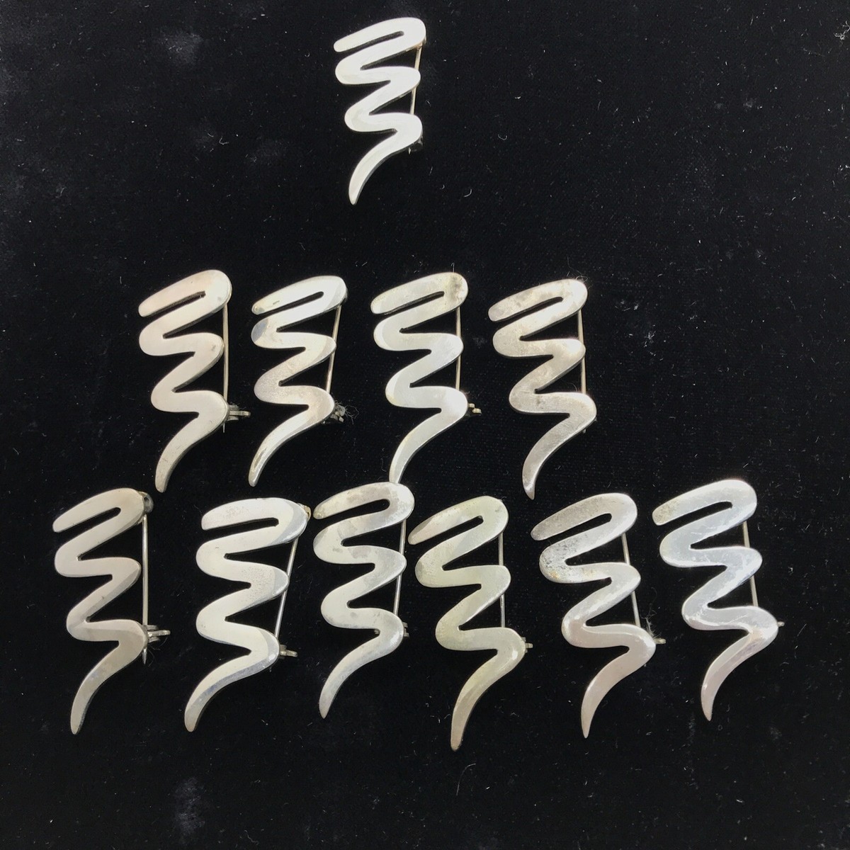 Vintage 925 Sterling Silver TP-54 Mexico Med ZIG ZAG Design Brooch
