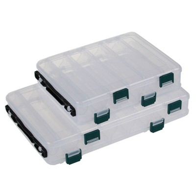 Mini Fishing Tackle Box 10/14 Compartments for Small Clear Plastic Waterproof