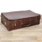 Vecchia Valigia in pelle cuoio marrone vintage stile antico bagaglio anni '50 60