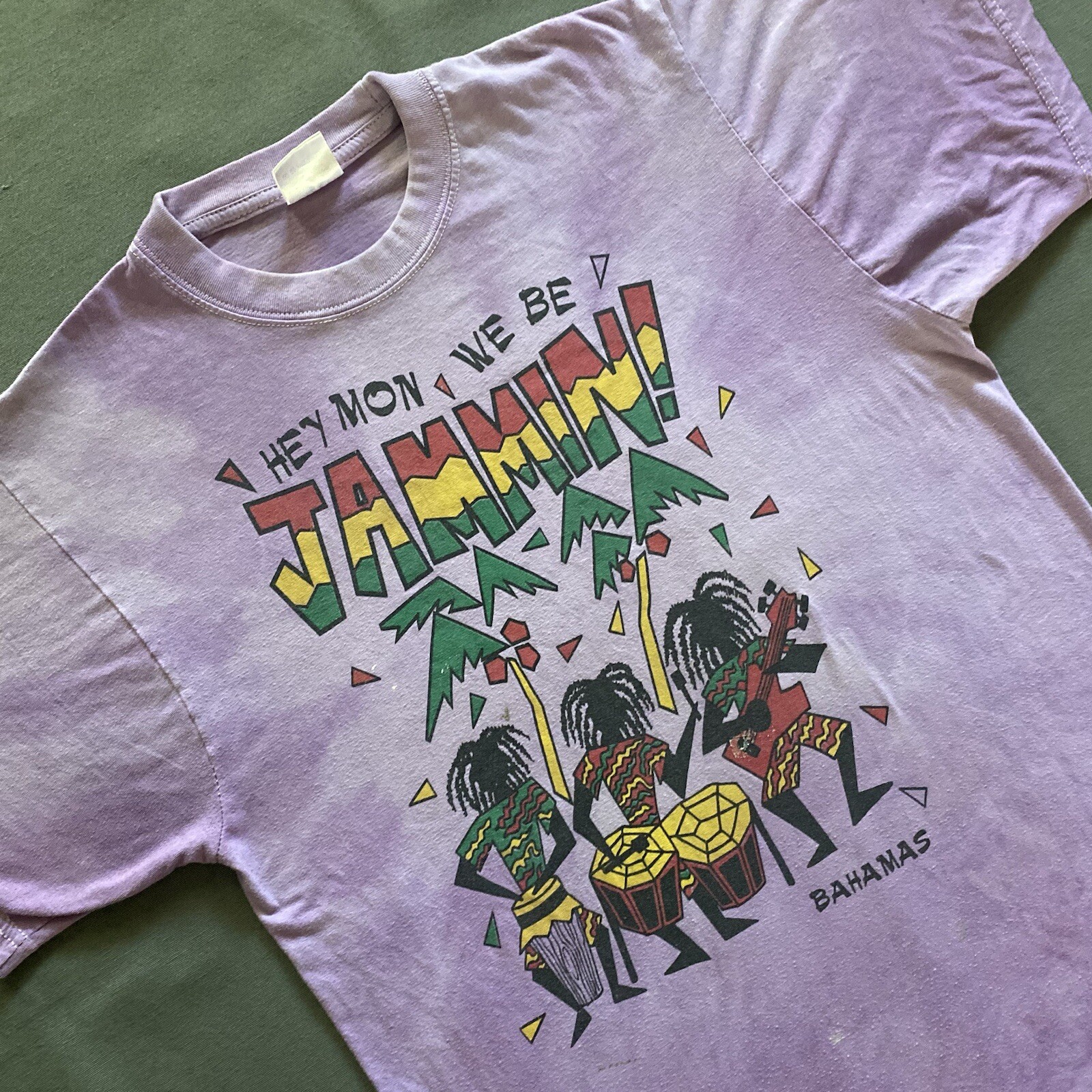 Vintage We Be Jammin T Shirt Mens Medium Purple Tie Dye Bahamas Travel 00z Y2k