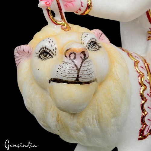 13.2 Inch White Marble Durga Statue Hand Craft Idol Sculpture Art Work 5.3 kilo - Picture 7 of 7