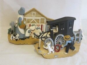 Burwood Amish Horse Buggy Wall Plaques Barn 2 Piece Set 3340 Ebay