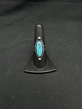 Vintage Native American Sterling Silver Turquoise Ring, Size 7.75