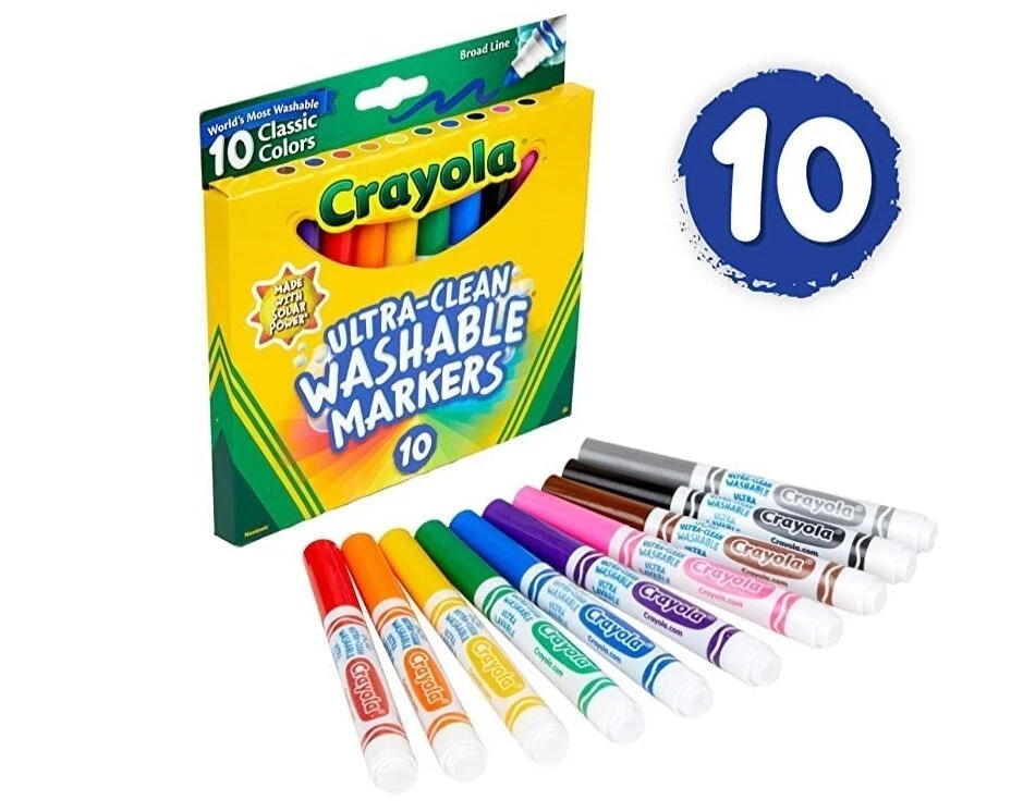 Crayola Ultra-Clean Color Max Broad Line Washable Markers, Classic Colors  10/Pkg