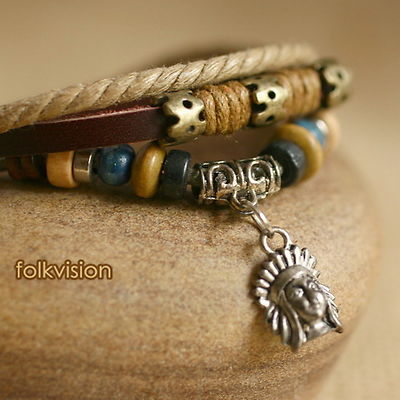 11 PCS Wholesale TRIBAL SURFER HANDMADE LEATHER HEMP BRACELET LB175