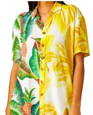 Farm Rio Azalea Forest Oversized Shirt Women's Sz S Tropical Hippie Boho