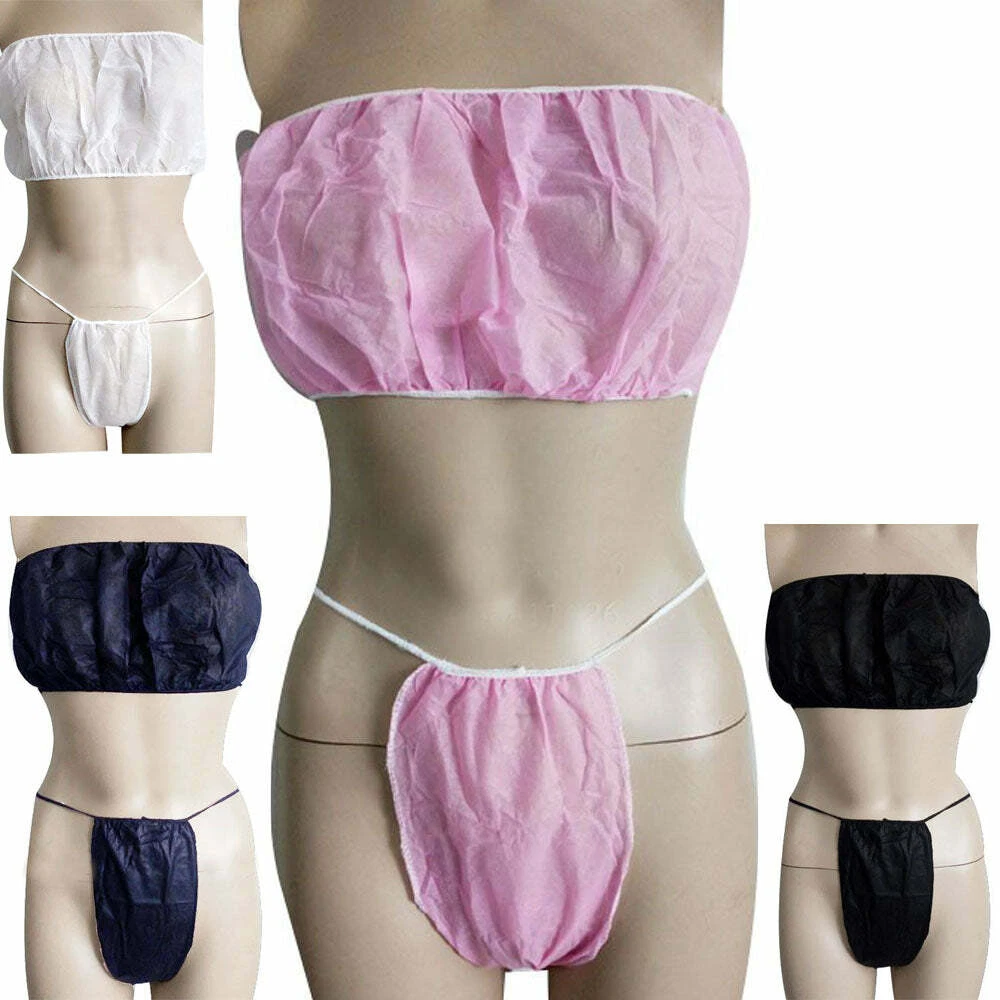 40PCS (20 each) Disposable Women T-Back Thong Underwear & Bras for