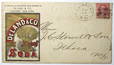 Embossed Ad Cover, Fairport, NY. CDS, DeLand & Co. Cap Sheaf Soda. Circa 1890-94