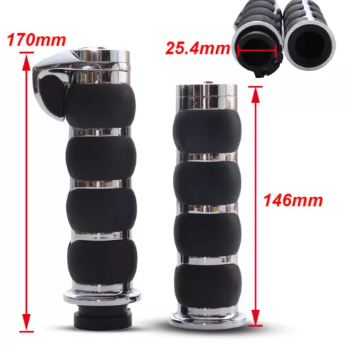 Motorcycle Handlebar Hand Grips 1" 25mm For Harley Honda Yamaha Suzuki Cruiser - Picture 12 of 12