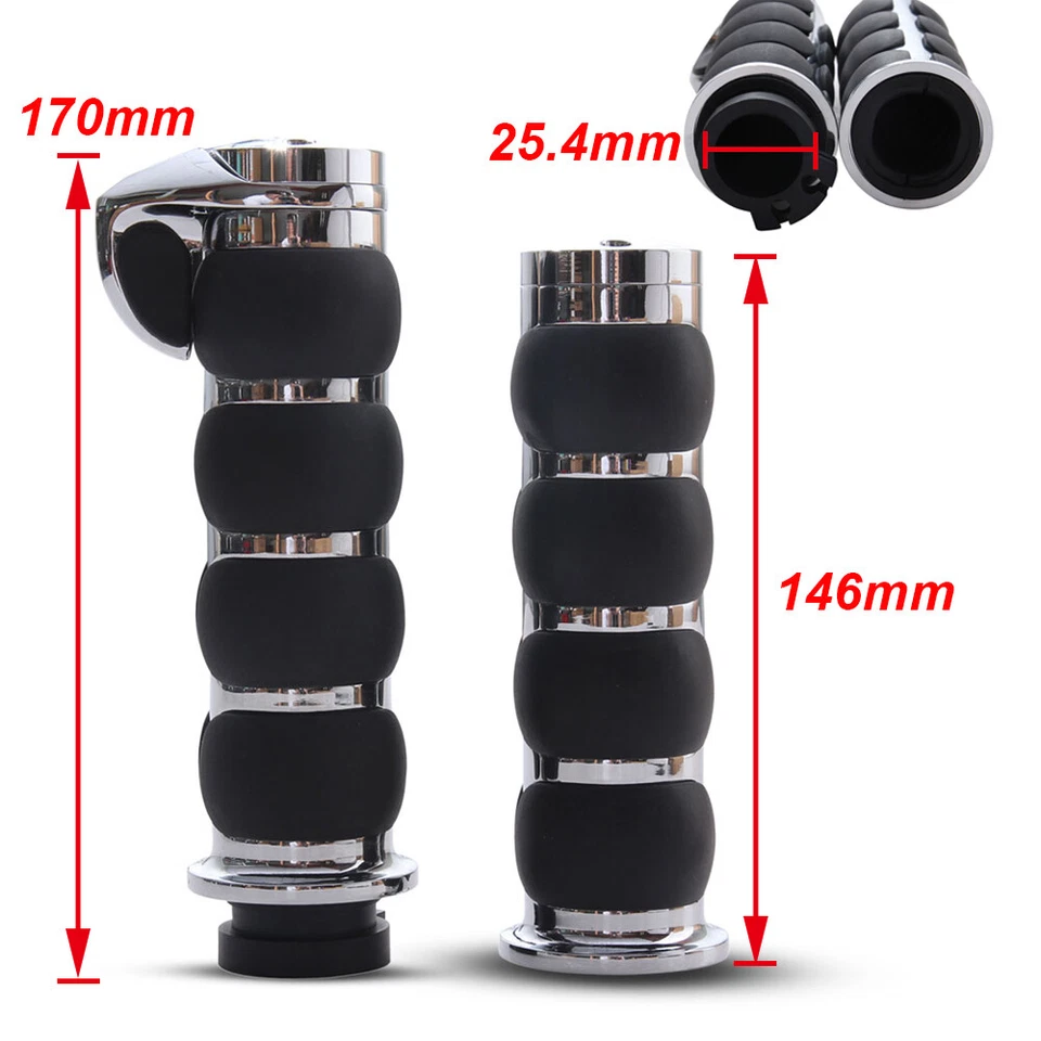 1" Motorcycle Handlebar Hand Grips For Harley Honda Kawasaki Suzuki Yamaha - Image 3 of 4